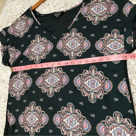 Lux II Black Blouse Top High Low Size S Small - Picture 6 of 7